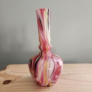 Pink Swirl Glass Flower Vase Retro Elegant